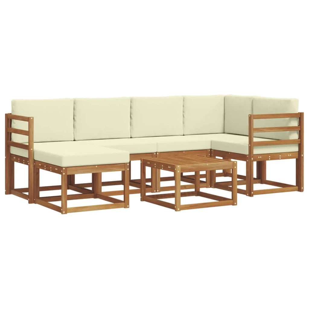 Set di divani da esterno con cuscino 7 pcs Naturale e Crema 3366658