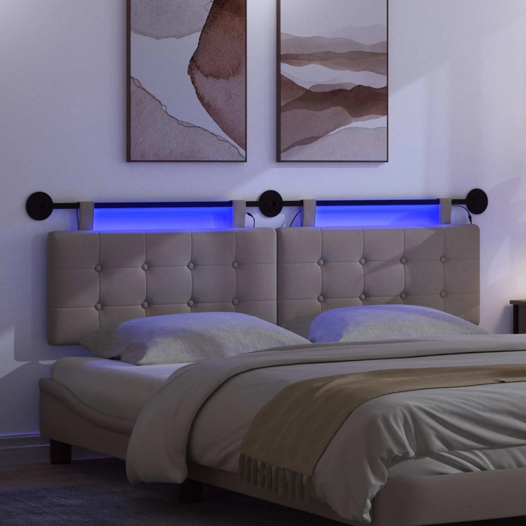 Testiera sospesa Con luce LED Tortora Tessuto 3424456