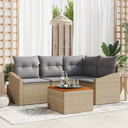 Set Divano da Giardino 5 pcs Beige e Grigio Chiaro polyrattan