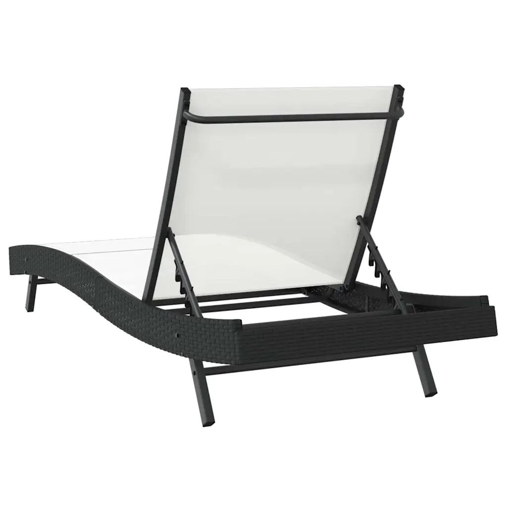 Lettino da sole Nero e Bianco 197 x 70 x 82 cm polyrattan 42009978