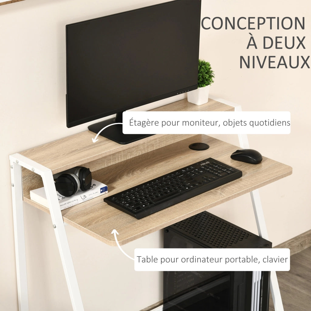 Scrivania per Computer ¨C zephmum ¨C Legno Quercia Bianco 84x45x85 cm