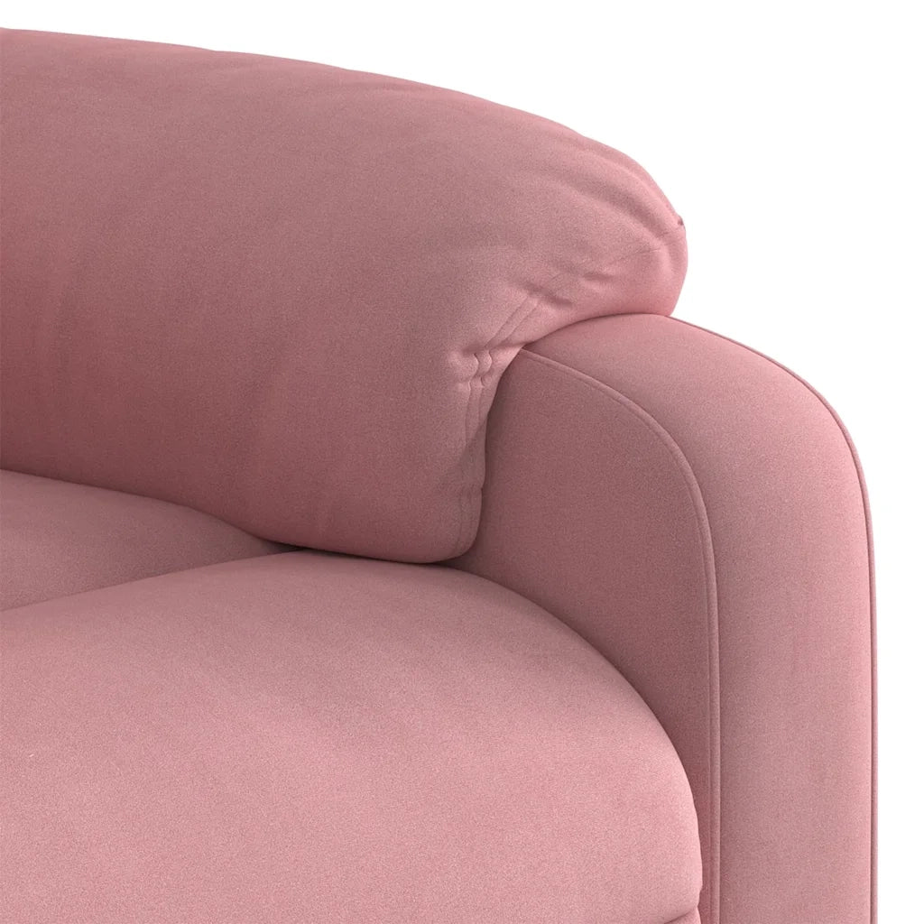 Poltrona Alzapersona Reclinabile Rosa in Velluto 3205096