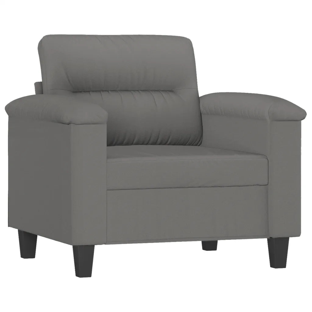 Set Divani 3 pz con Cuscini Grigio Scuro in Tessuto Microfibra 3202304