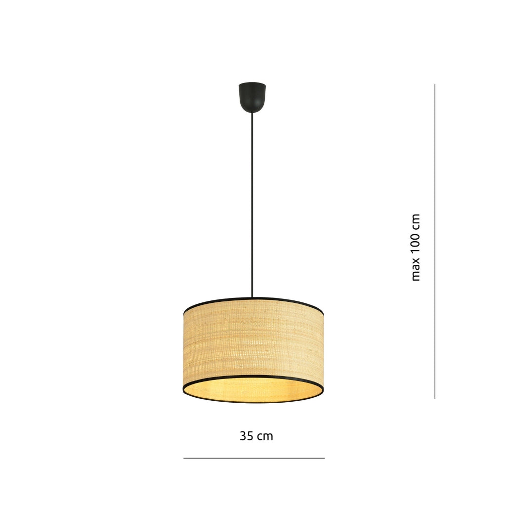 Lampada a sospensione Emibig Aston rattan nero Ø35 E27