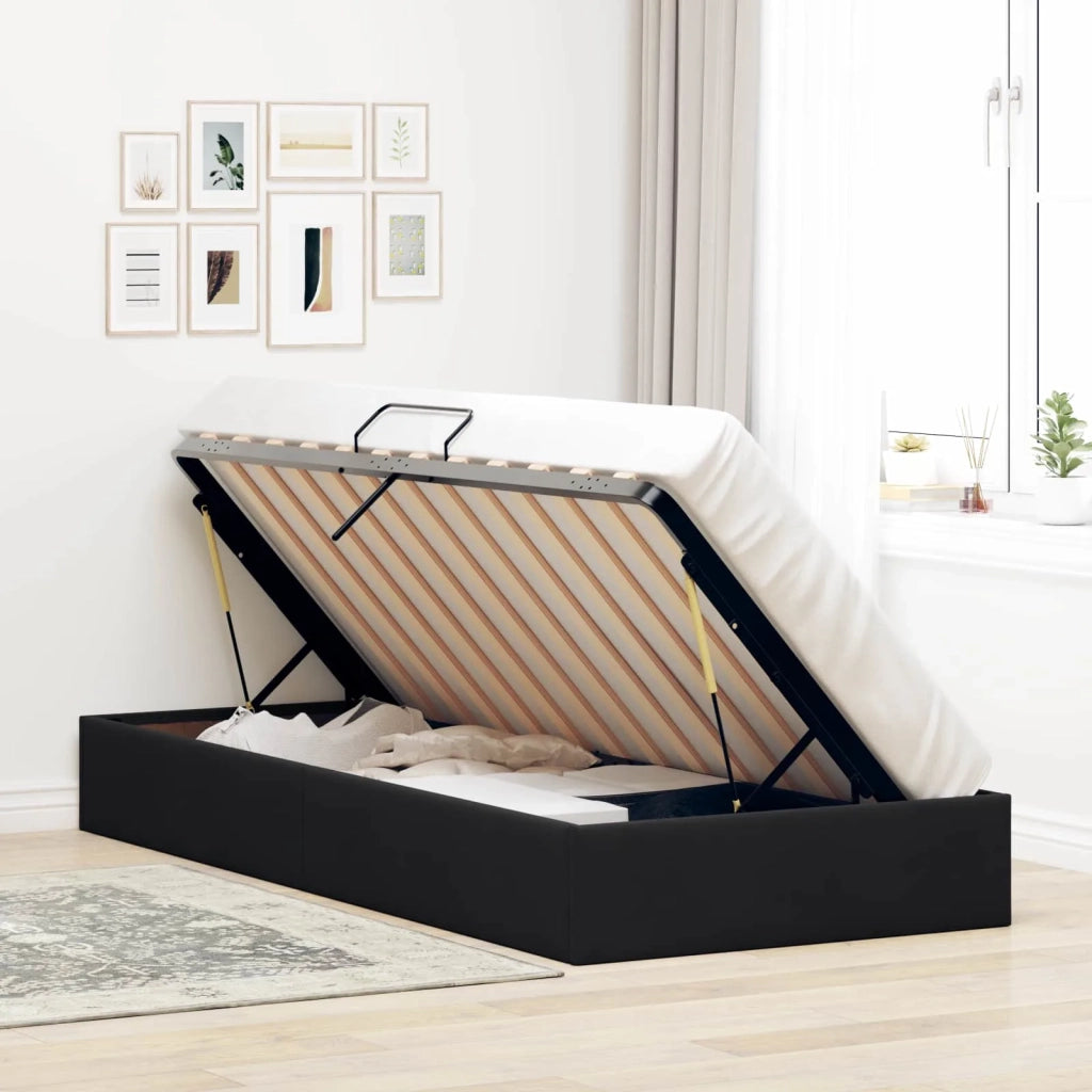 Letto ottomano con archiviazione Nero 100 x 200 cm Velluto 3442864