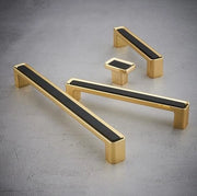 Set di Maniglie con Pomo Neri e Oro per Cucina, Bagno e Armadi