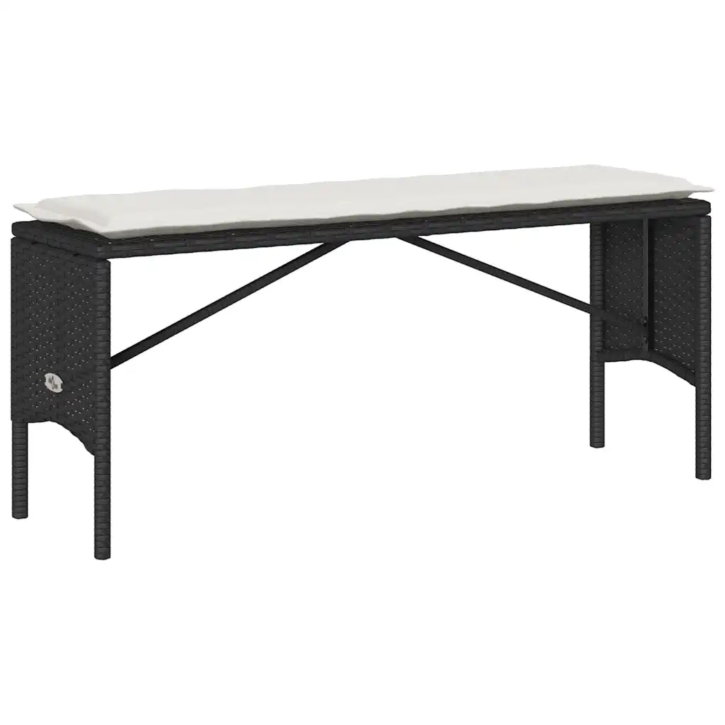 Set da Pranzo da Giardino 3 pz con Cuscini Nero in Polyrattan 4104181