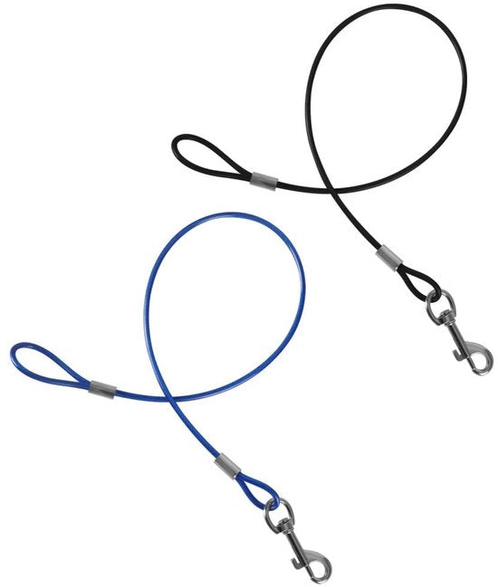 Cinturone per Cani Resistente al Mordicchiamento - 2 Pezzi 60 cm - 360° Attacco Metallico - Cavo in Acciaio Resistenziato - Adatto per Cani Piccoli/Mediamanuti - Attrezzo per Cani