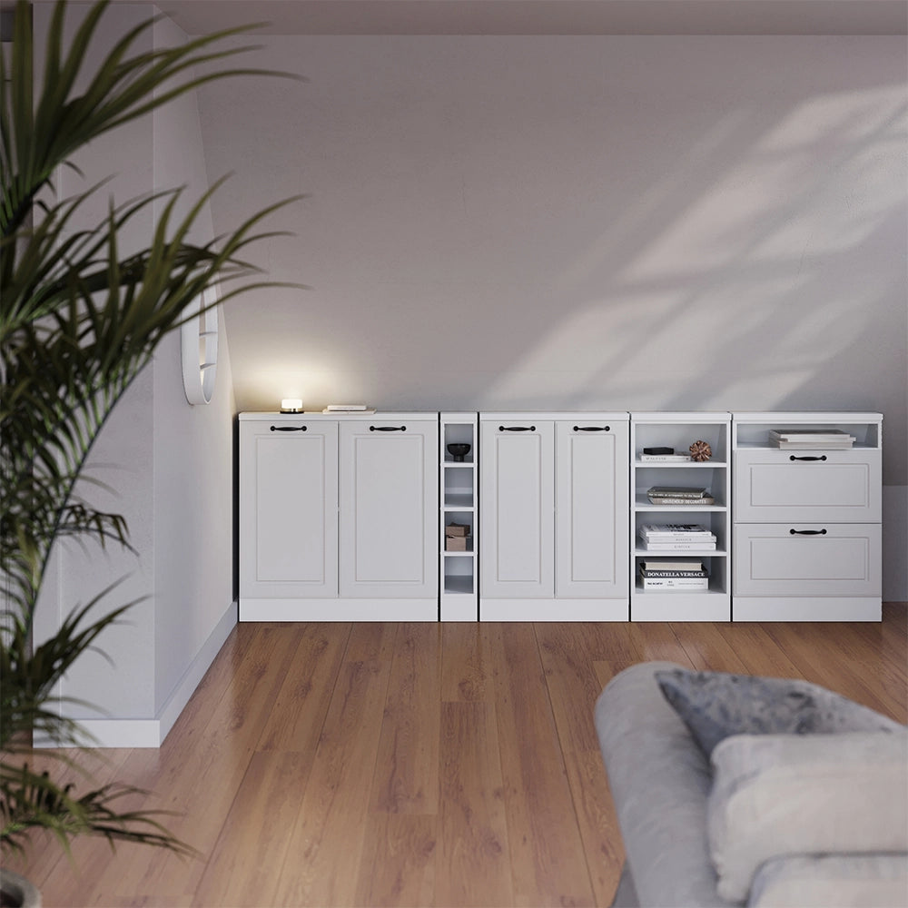 Mobile sottotetto Rion Bianco rustico/Bianco con 2 cassetti Vicco