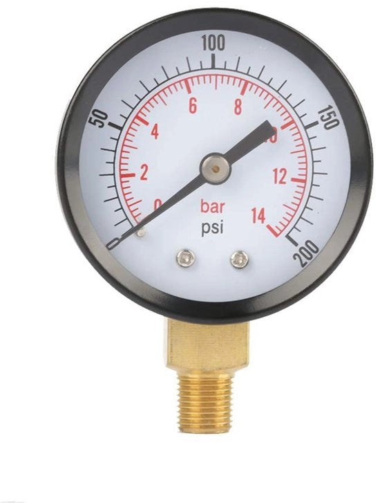 Doppio Drukmometro 0-200 PSI / 0-14 Bar, Ideale per Aria, Gas e Acqua