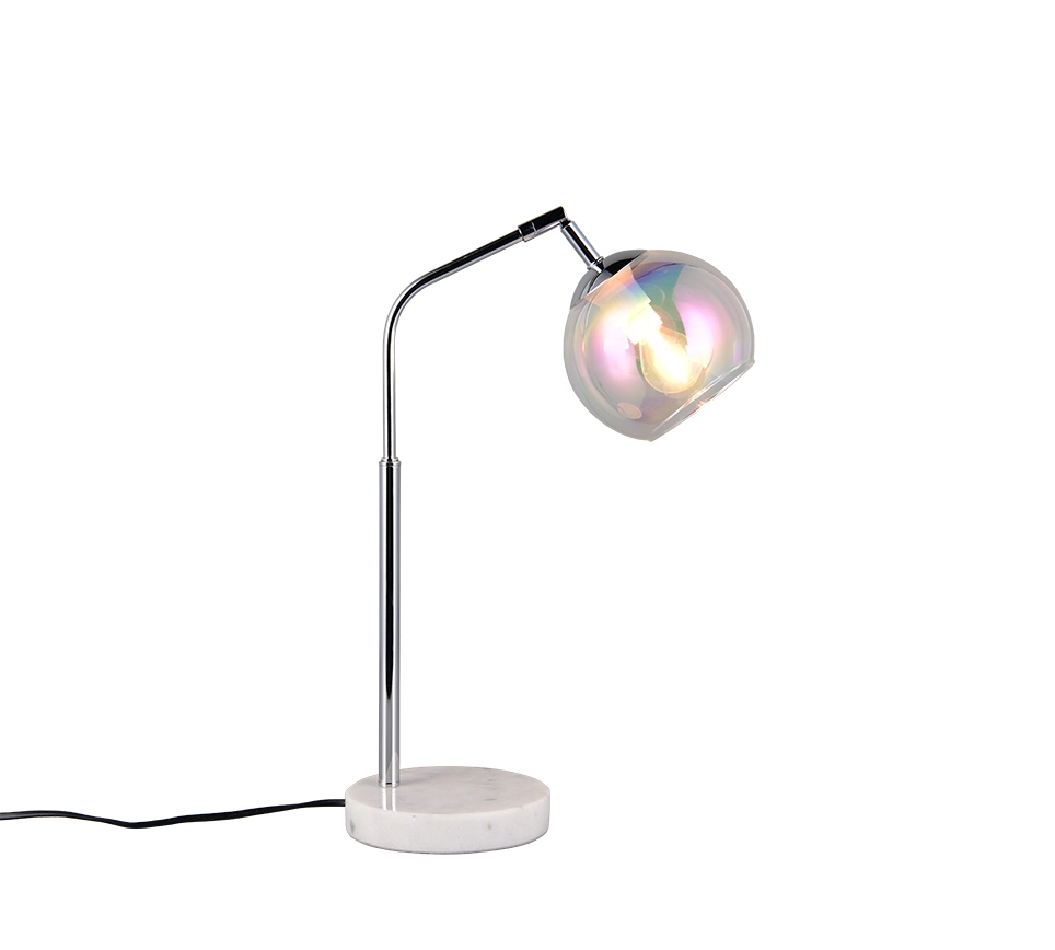 Lampada da tavolo, metallo e vetro, cromo, H 45 cm, Paxton