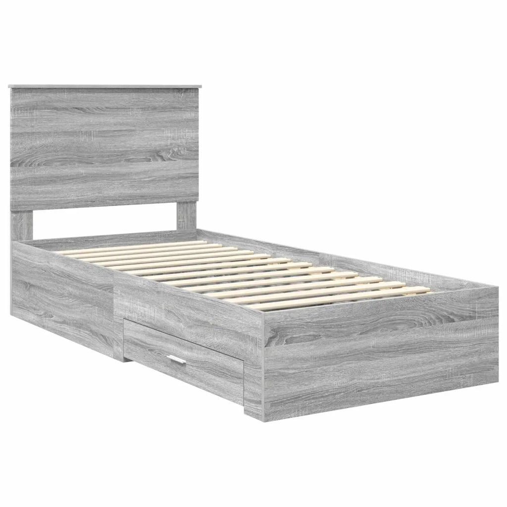 Letto singolo | Letto per adulti | Struttura del letto Grigio Sonoma 90 x 190 cm Legno multistrato
