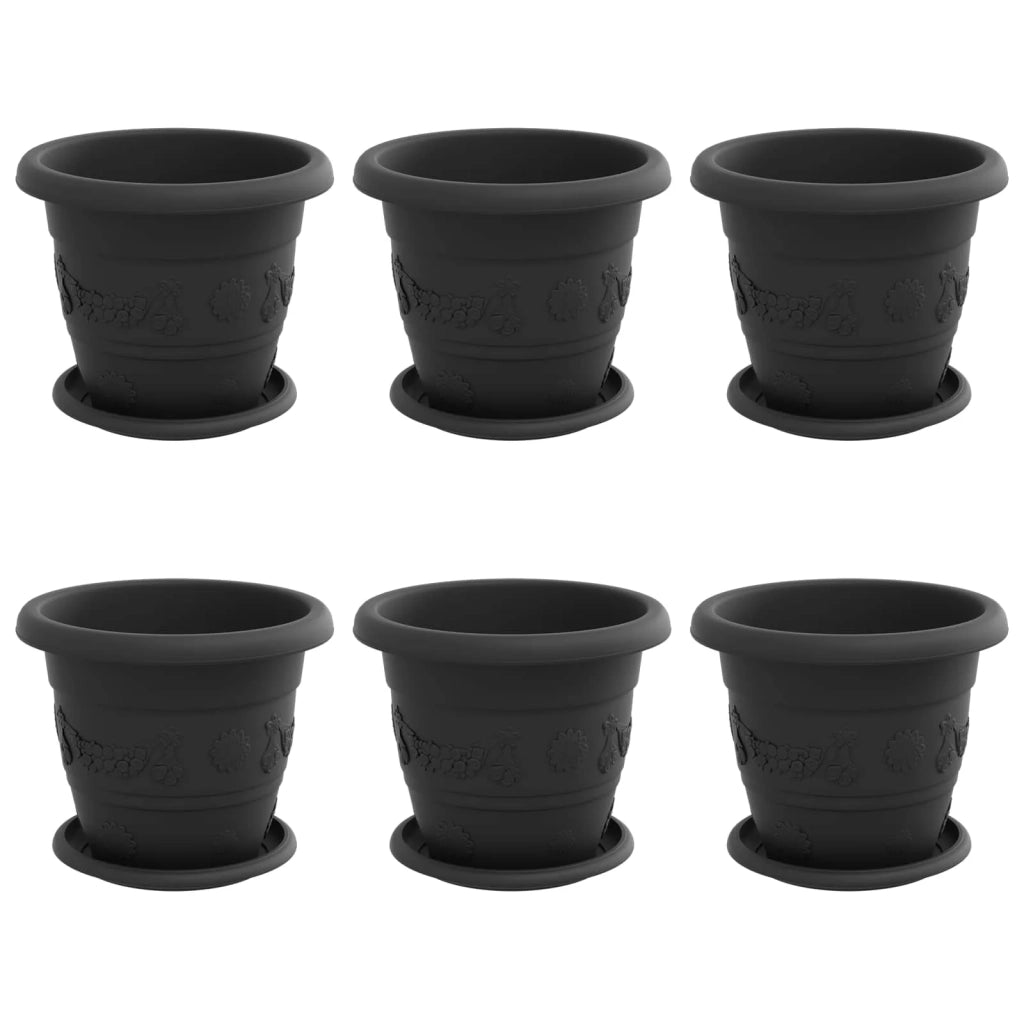 Vasi per Piante 6 pcs Nero Ø 22 x 18 cm Plastica 3403275
