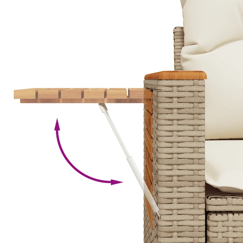 Set Divano da Giardino 9 pz con Cuscini Beige in Polyrattan