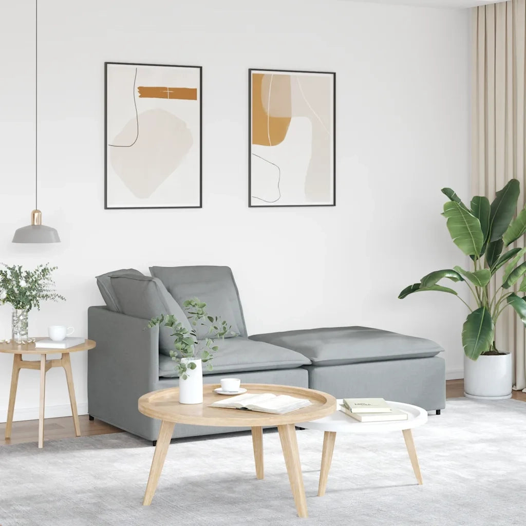 Divano Modulare con Poggiapiedi e Cuscini Tessuto Grigio Chiaro 3321207
