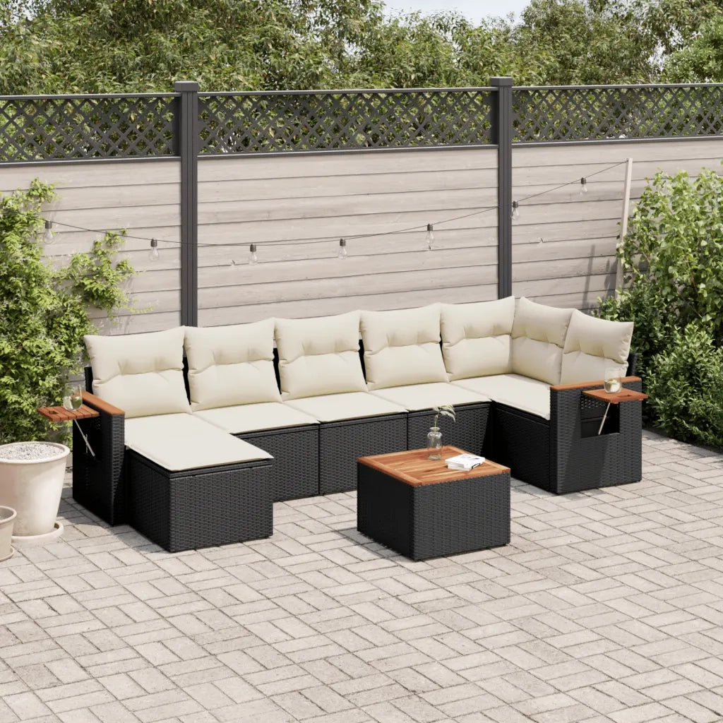 Set Divani da Giardino con Cuscini 8 pz Nero in Polyrattan 3259438