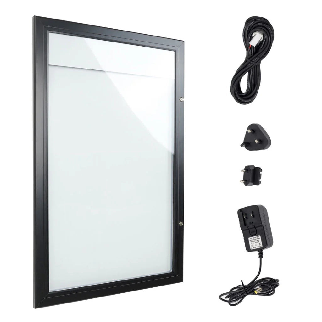 Bacheca per esterni porta Menu nera - 2 x A4 LED