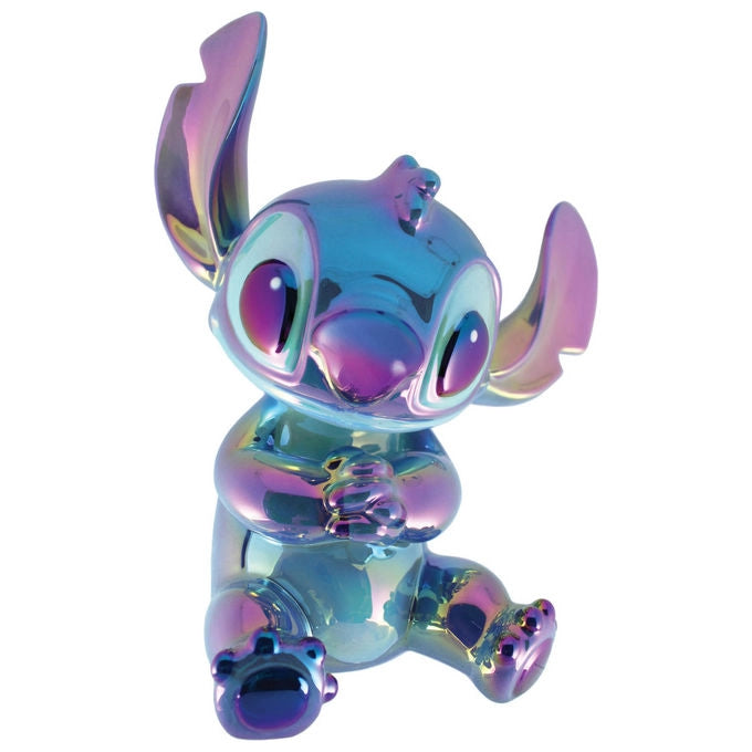 Disney Showcase 6016079 Salvadanaio Stitch in Ceramica Decorativo Blu Iridescente