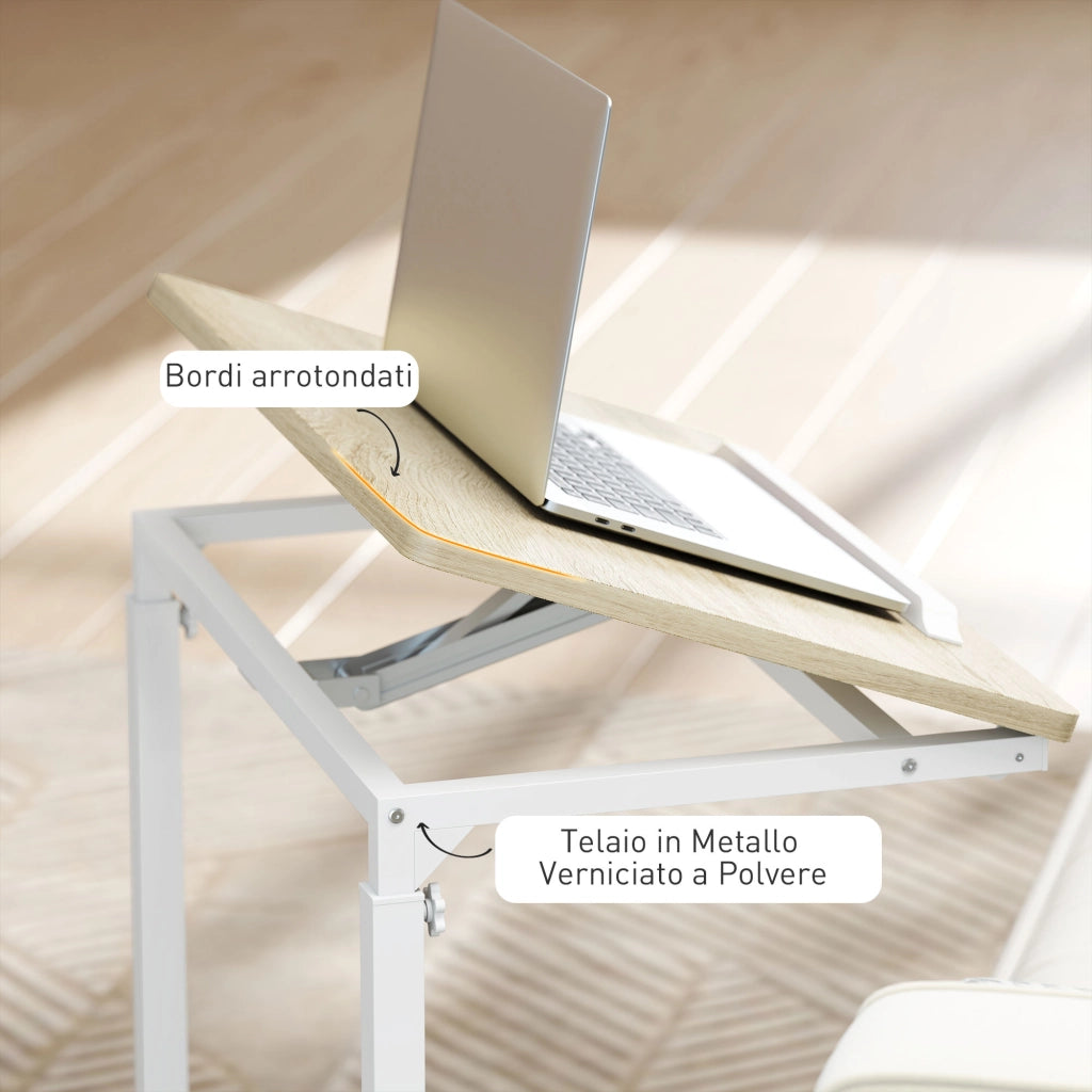 Scrivania regolabile con piano inclinabile ¨C Xylo ¨C legno rovere bianco 55x36x62.5-82.5cm