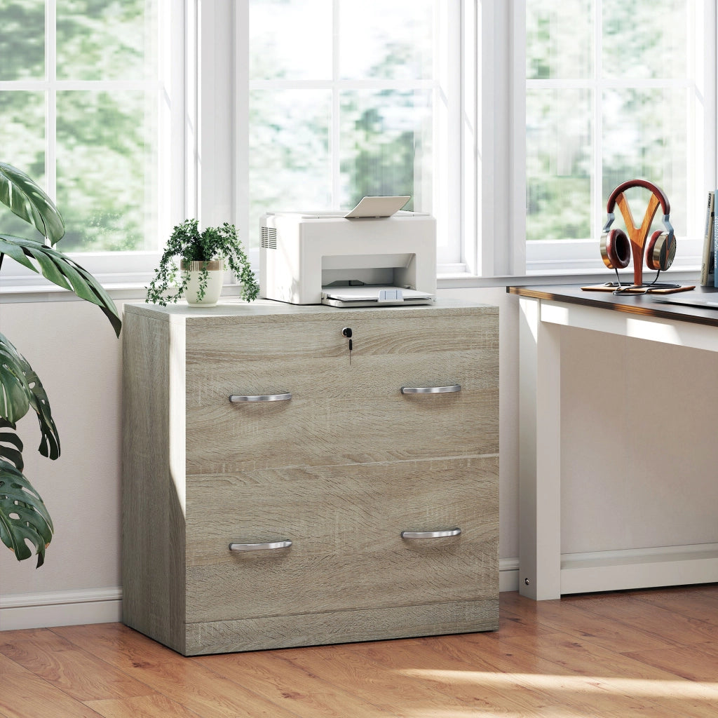 Scrivania con cassetti e cassettiera per archiviazione ¨C Zephmum ¨C 77x42x72 cm Legno Naturale