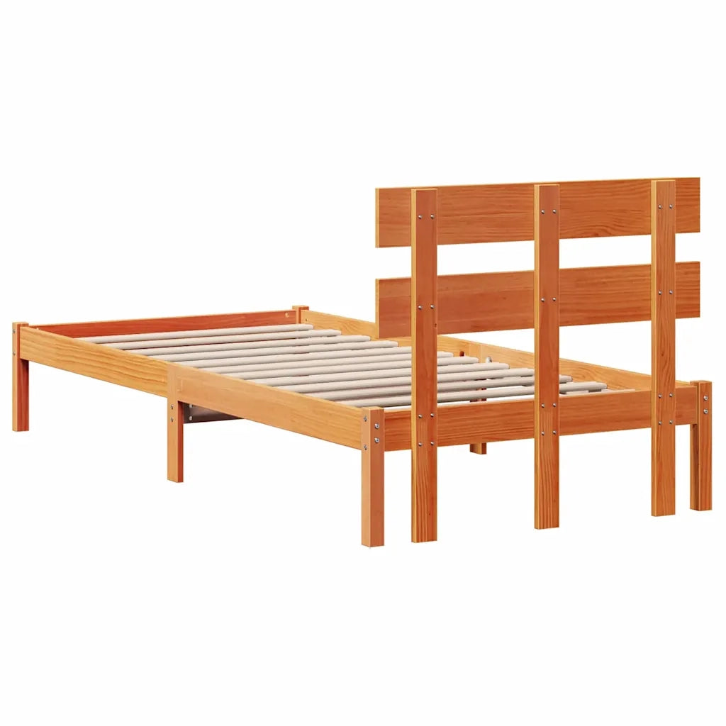 Struttura del letto-Giroletto Marrone 100 x 200 cm Legno massello di pino 360066