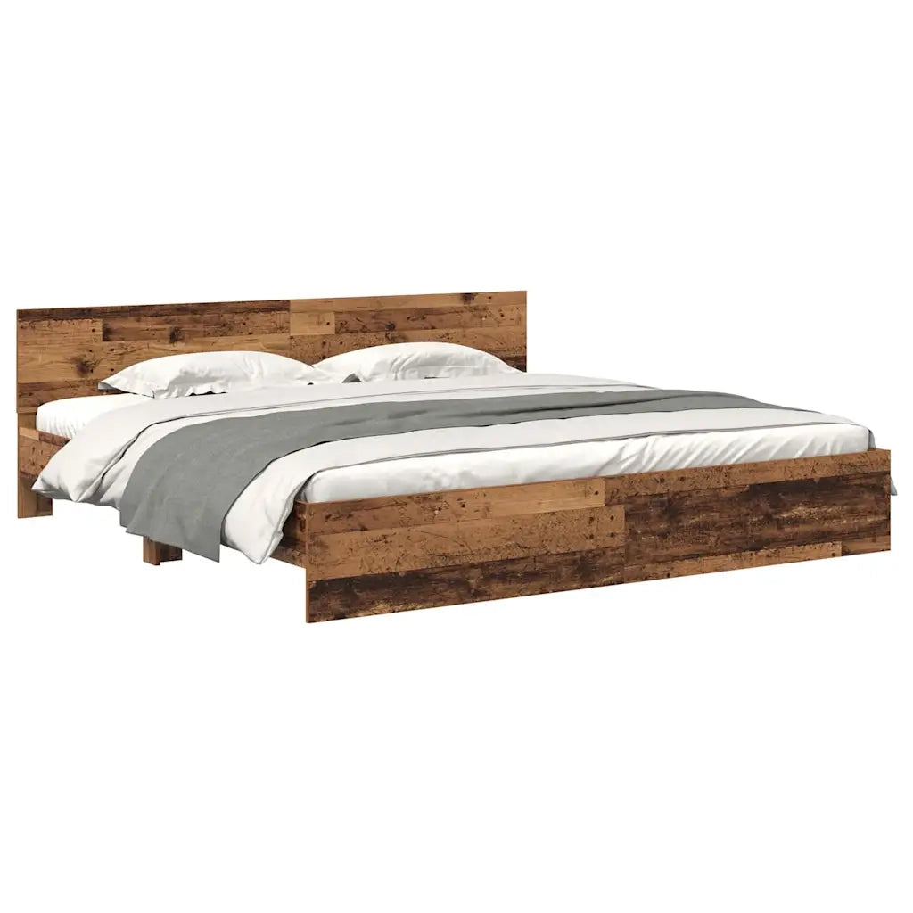 Letto matrimoniale | Letto per adulti | Struttura del letto con testiera Legno vecchio 180 x 200 cm
