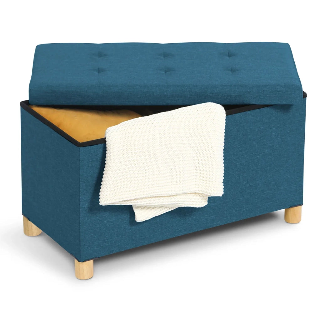 IDMarket - Panca con gambe 76 cm in tessuto blu anatra