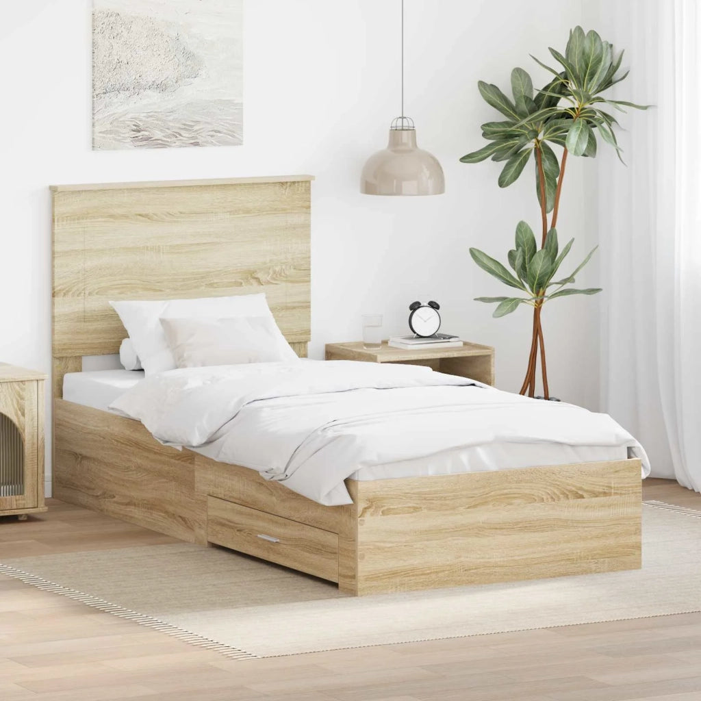 Struttura del letto con testiera Rovere Sonoma 100 x 200 cm 3409687