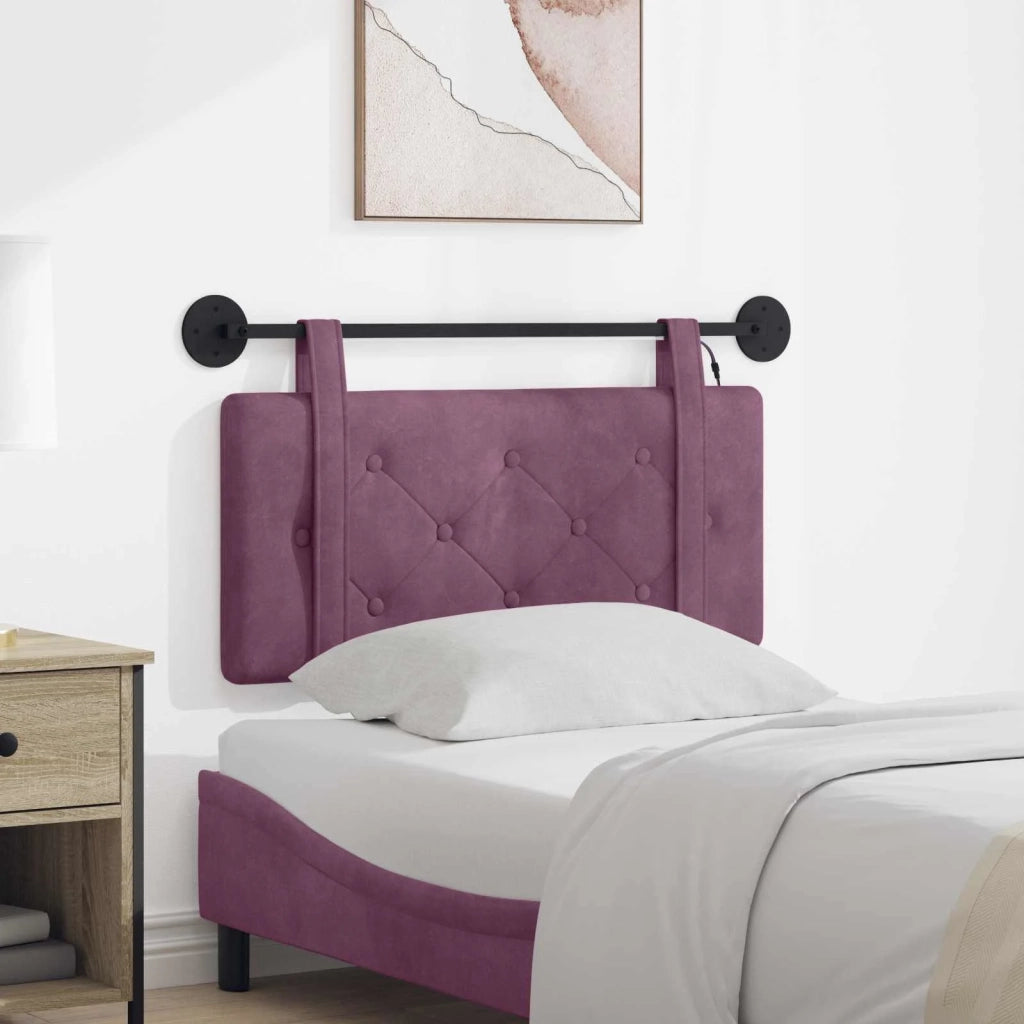 Testiera | Testata sospesa Con luce LED Viola Velluto