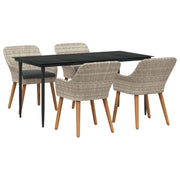 Set da Pranzo per Giardino 5 pcs Grigio chiaro polyrattan 3261708