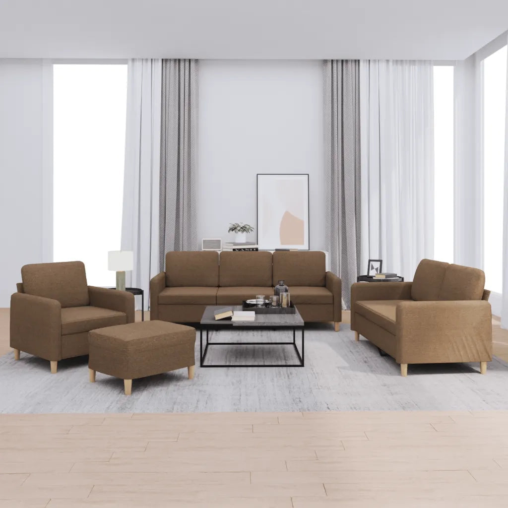 Set di Divani 4 pz con Cuscini Marrone in Tessuto 3202065