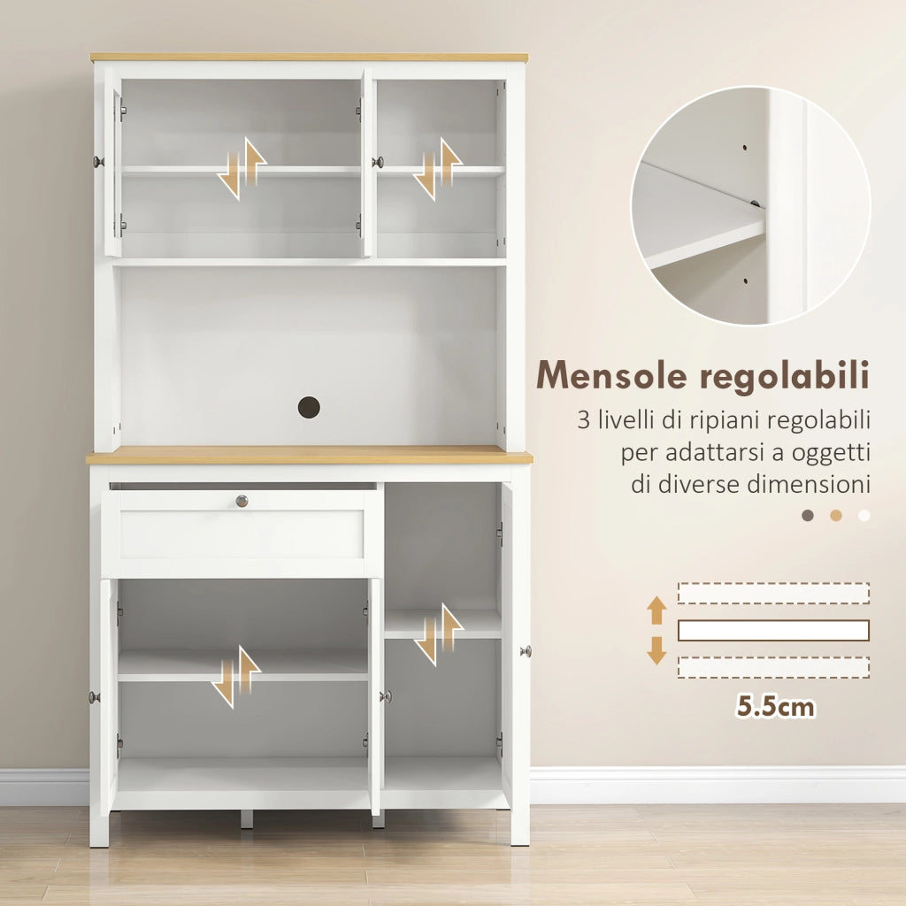 Armadio da Cucina con Cassetti e Ripiani ¨C zephmum ¨C Bianco 100x40x180 cm