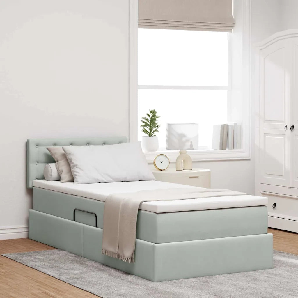 Letto con Contenitore Grigio chiaro 90 x 200 cm Velluto 3370851