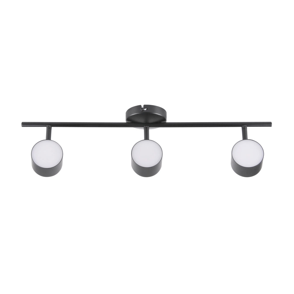 Lampada parete/soffitto LED 3 luci nera 3000K Polux