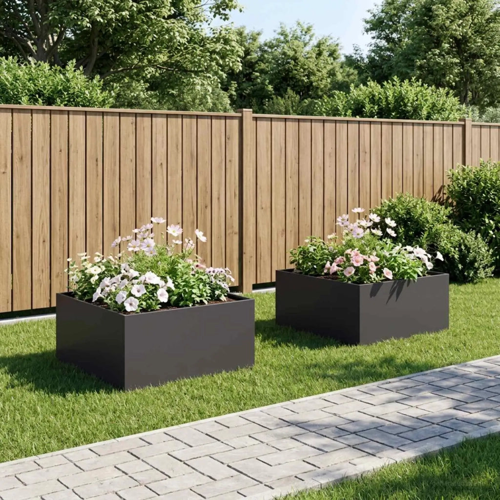 Vaso da giardino 2 pz Nero 80 x 80 x 40 cm 8005107