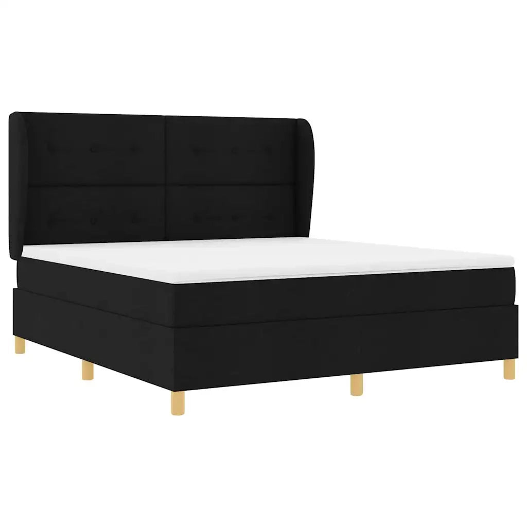 Letto a molle con materasso Nero 200 x 180 cm Tessuto 3340769