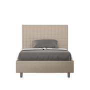 BS COM Letto una piazza e mezza senza rete imbottito 110x190 similpelle tortora