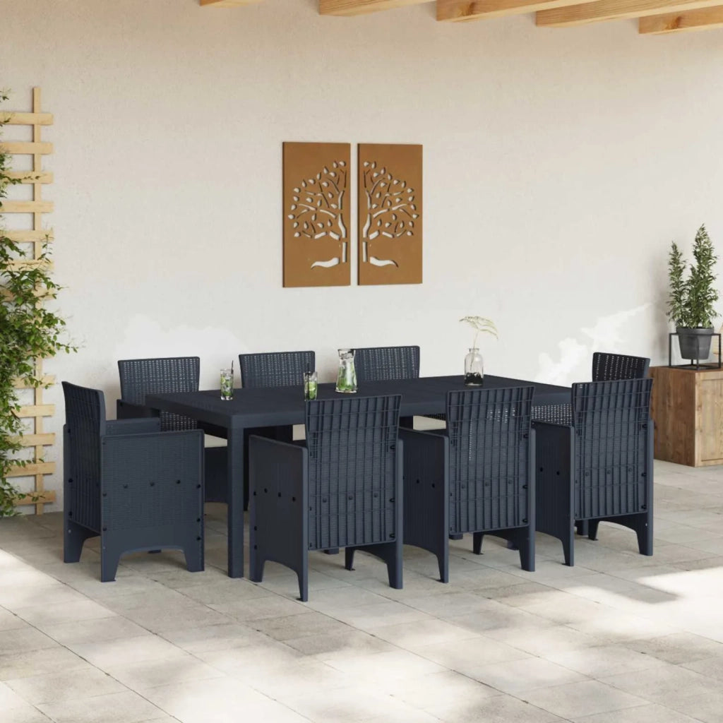 Set da Pranzo per Giardino 9 pcs Antracite Polipropilene 3378576