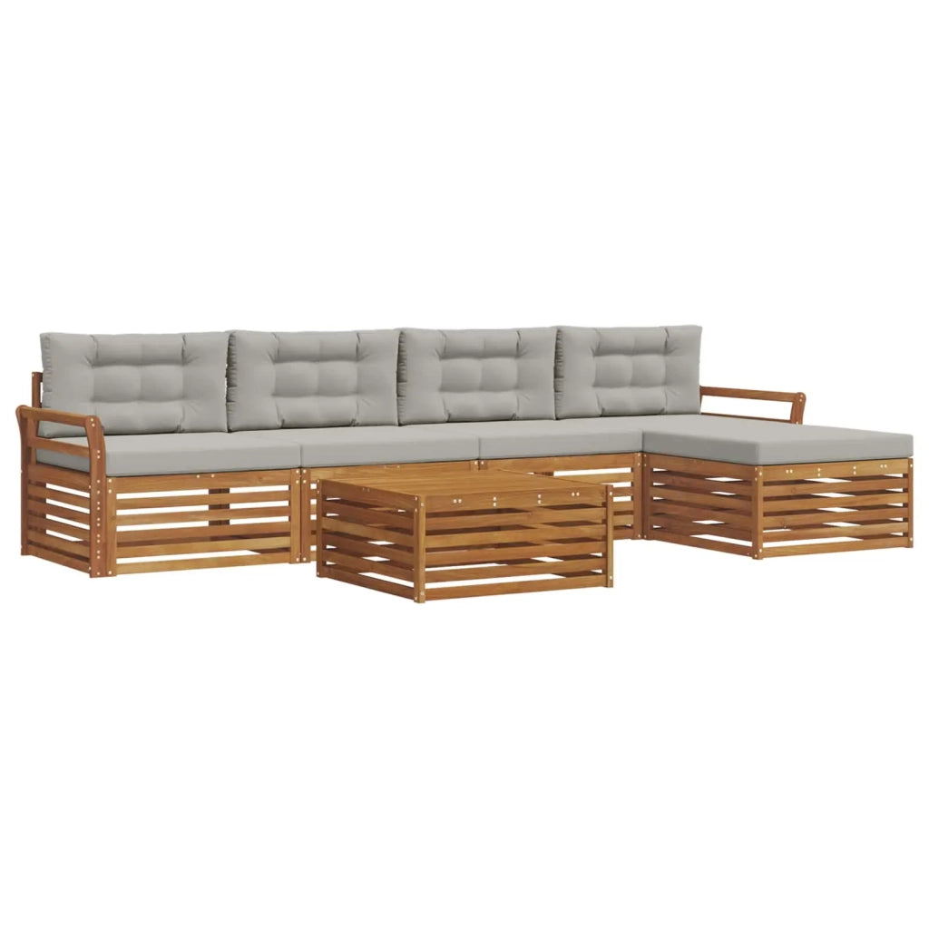 Set di divani da esterno 6 pcs Grigio Naturale e Chiaro 3373341