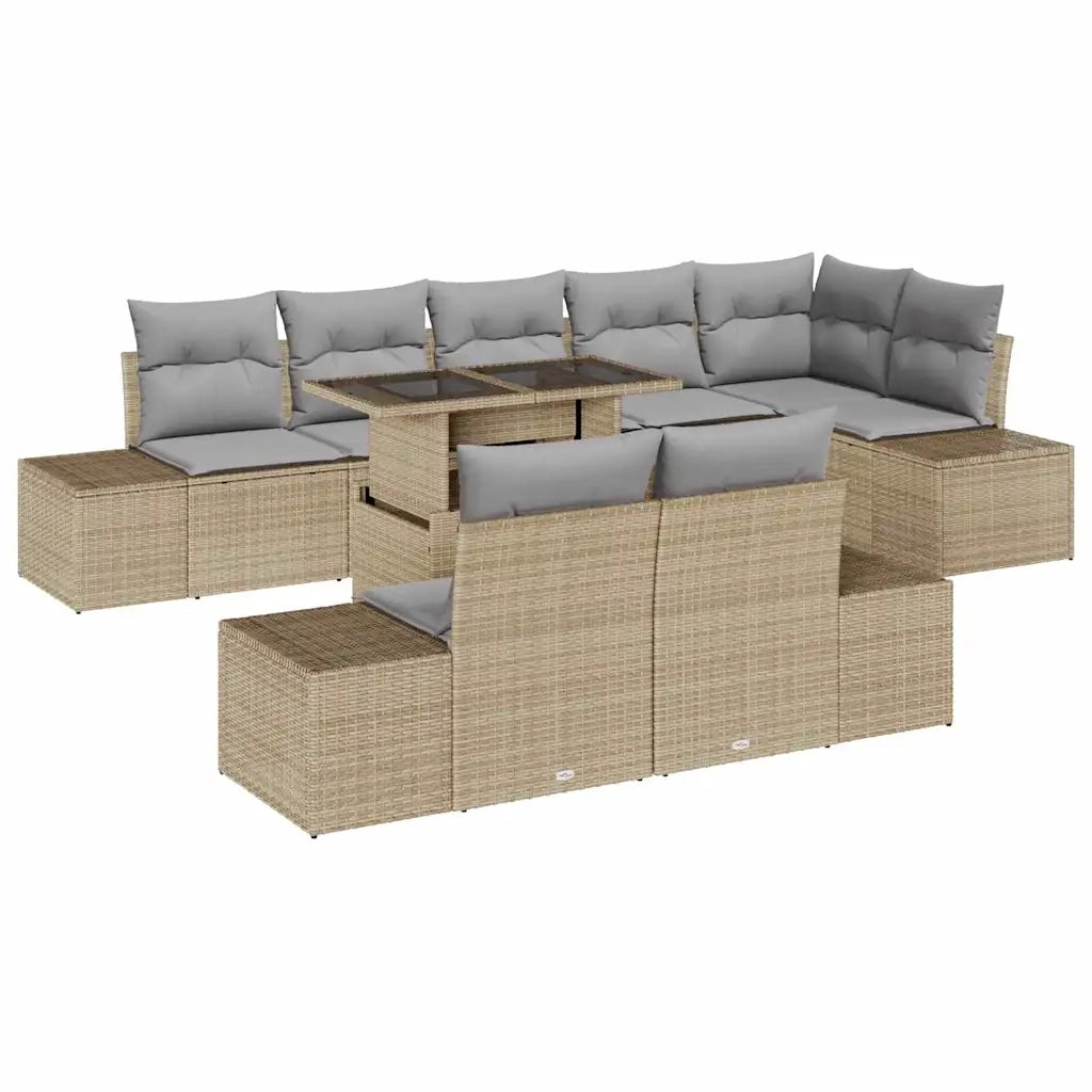 Set Divano da Giardino 9 pcs Beige e Grigio Chiaro polyrattan 3349206