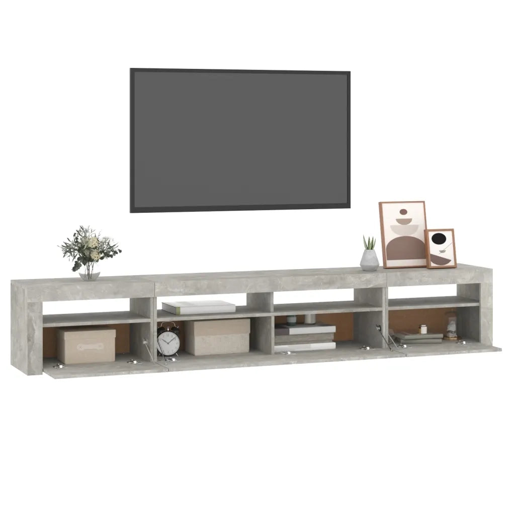 Mobile Porta TV con Luci LED-Mobile per TV-Credenza TV Grigio Cemento 240x35x40 cm