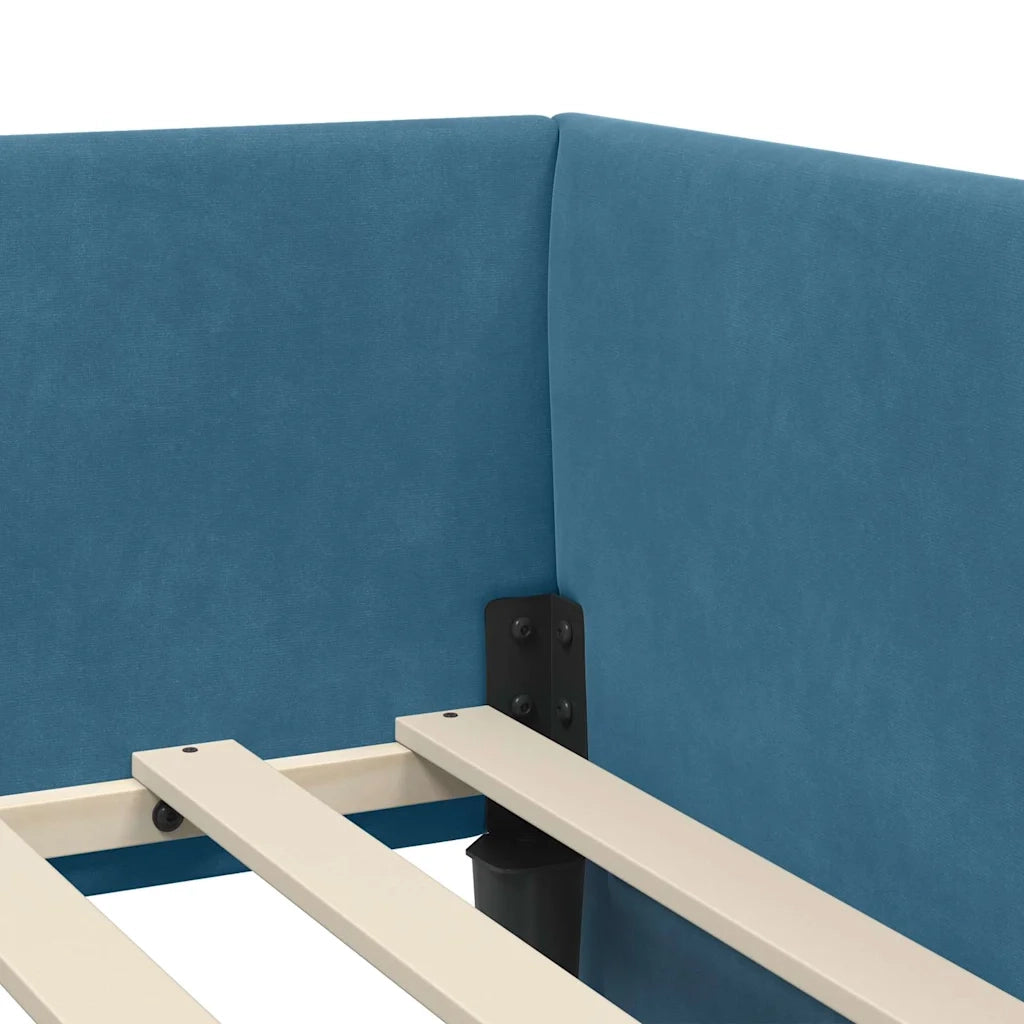 Cornice del letto ad angolo Blu 100 cm x 200 cm Velluto 42016090