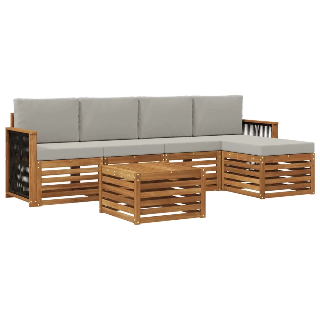 Set di divani da esterno 6 pcs Naturale e Grigio Chiaro 3384262