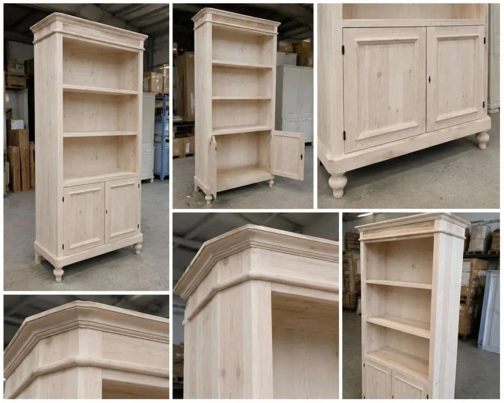 Libreria classica 2 porte 2 ripiani legno grezzo 100x40x194 (1519) - Mobili 2G