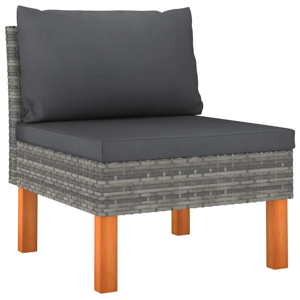 Set Divani da Giardino 7pz Polyrattan Legno di Eucalipto Grigio 3082082