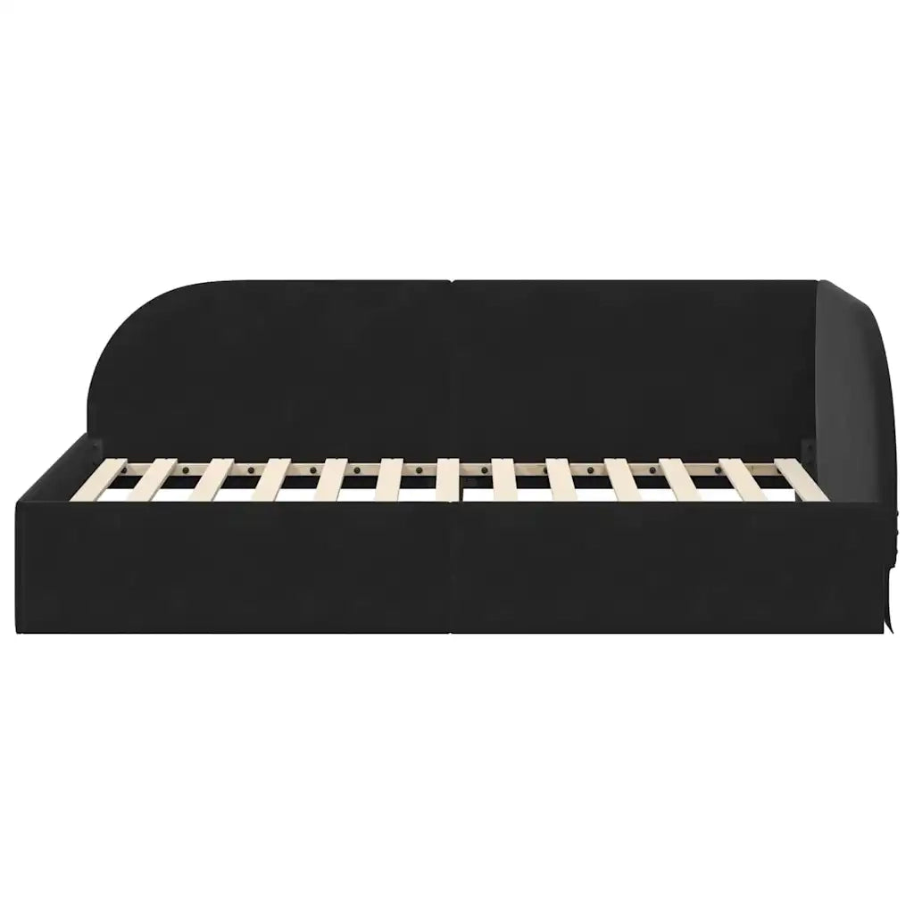Cornice del letto ad angolo Nero 100 cm x 200 cm Velluto