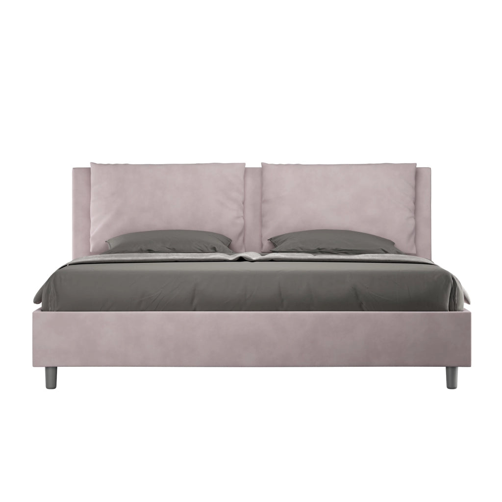 BS COM Letto matrimoniale king size contenitore imbottito 170x200 microfibra glicine