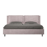 BS COM Letto matrimoniale king size contenitore imbottito 170x200 microfibra glicine