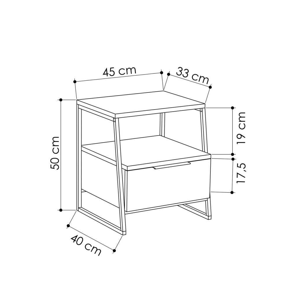 Comodino in legno "Pal" - 45 x 40 x 50 cm - Beige