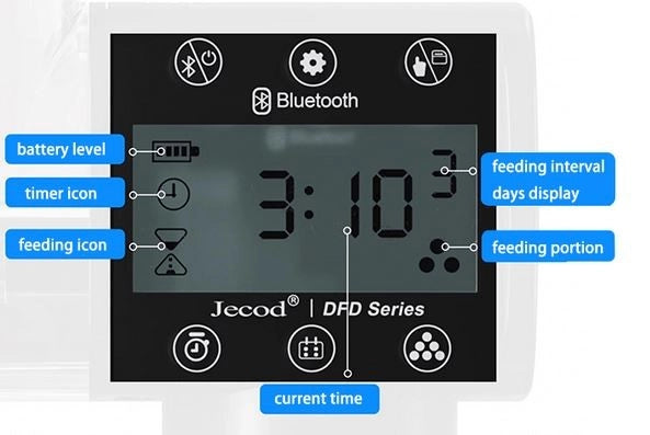 Jebao DFD-500 - mangiatoia automatica con connessione Bluetooth e display LCD